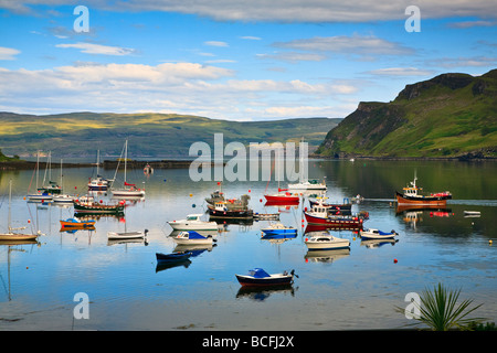 Barche da pesca ormeggiate nel porto a Portree, Isola di Skye in Scozia, Regno Unito 2009 Foto Stock