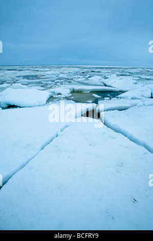 Grandi pezzi di ghiaccio galleggiante sul mare di Bering Foto Stock