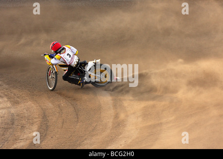 Speedway racing a Svansta race track a Nyköping, Svezia. Foto Stock