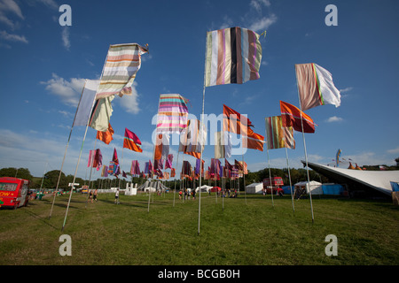 Bandiere del Avalon arena, Glastonbury Festival 2009 Foto Stock