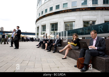 Pranzo in città, Canary Wharf Foto Stock