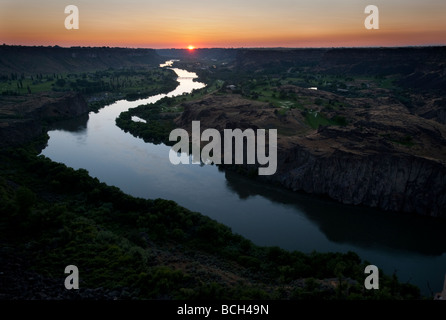 Snake River al tramonto Twin Falls Idaho Foto Stock