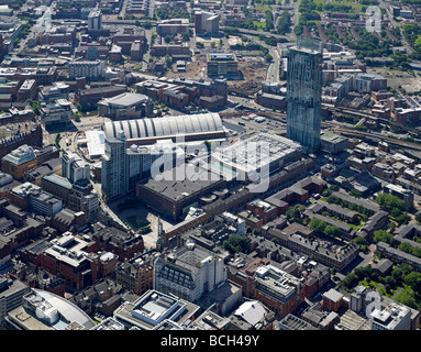 Il centro della città di Manchester, dall'aria, luglio 2009, l'Inghilterra settentrionale Foto Stock