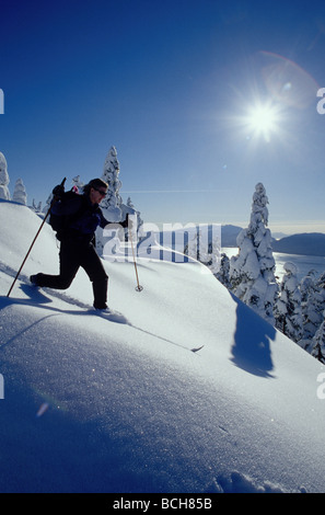 Telemarker sci downhill Tongass NF vicino a Juneau SE AK Foto Stock