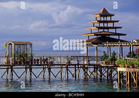 Sipadan Water Village Resort a Mabul isola di Borneo Sabah Malaysia Foto Stock