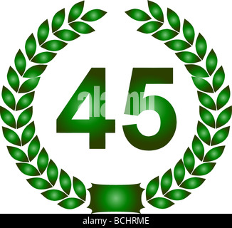 Illustrazione di un verde corona di alloro 45 anni Foto Stock
