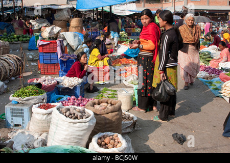 Kathmandu, Nepal. Vicinato mercato ortofrutticolo. Foto Stock