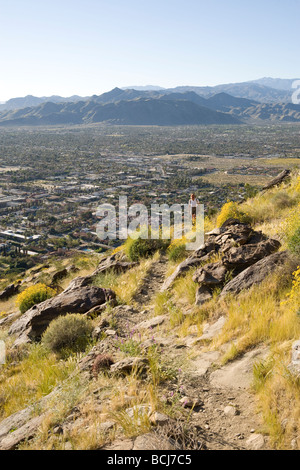 Primavera tempo di Palm Springs e Coachella Valley dal Museo Trail in Palm Springs California USA Foto Stock