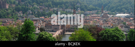 Lo skyline di Heidelberg dal filosofo Weg Baden Württemberg Germania maggio 09 Foto Stock