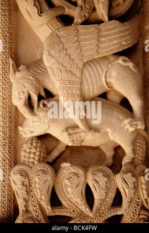 Radovan le sculture sul portale della Cattedrale di Trogir, Croazia Foto Stock