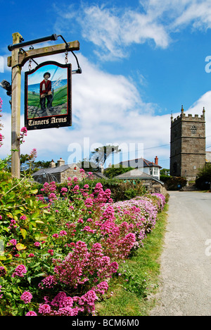 Il piccolo villaggio di zennor in cornwall, Regno Unito Foto Stock