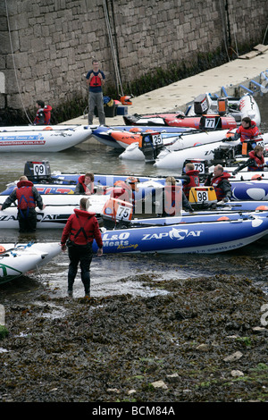 Zapcat Thundercat barcha a motore gara. Suono di Plymouth. Luglio 2009 Foto Stock