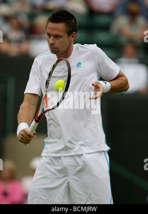 Campionati di Wimbledon 2009, Robin Soderling SWE in azione Foto Stock