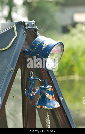 Canal arte sulle strette barca ormeggiata sulla Lancaster canal a Glasson Dock Foto Stock