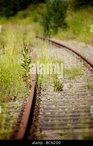 Linea ferroviaria abbandonata e disutilizzata a Fleetwood Foto Stock