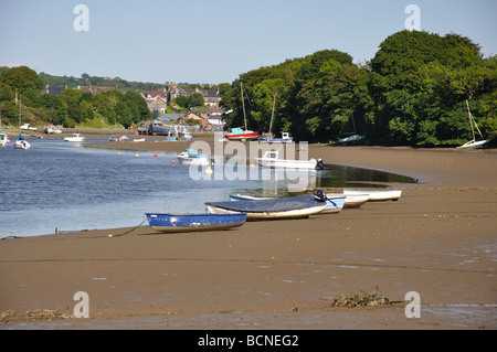 Posti barca sul fiume Teifi, St Dogmaels, cardigan, West Wales Foto Stock