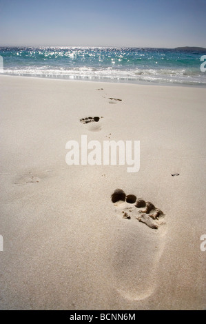 Orme nella sabbia spiaggia Murrays Booderee National Park Jervis Bay Territory Australia Foto Stock