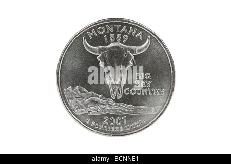 Montana di Stato trimestre moneta con percorso di clipping. Foto Stock