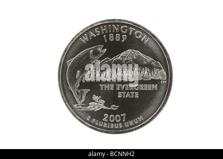 Stato di Washington trimestre moneta con percorso di clipping. Foto Stock