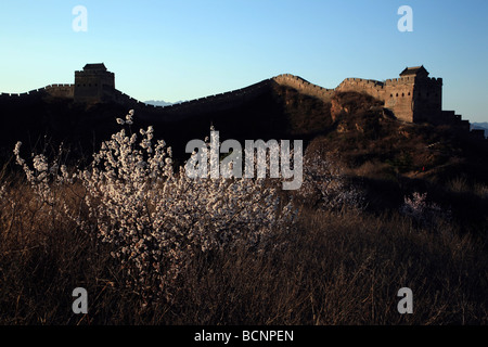 Grande Torre di Jinshan e poco Jinshan Tower, Jinshanling Great Wall, nella provincia di Hebei, Cina Foto Stock