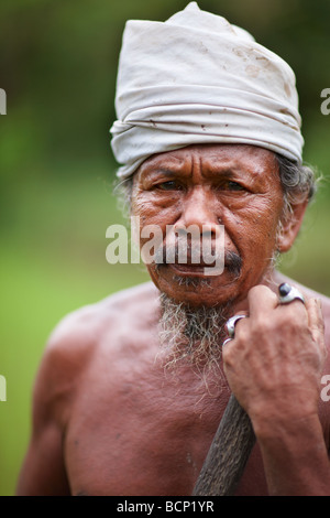 Coltivatore di riso, nr Ubud, Bali, Indonesia Foto Stock