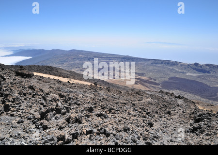 Vista dalla vetta del Teide a Tenerife Foto Stock