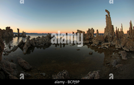 Ampio angolo di lago Mono Tufas Foto Stock