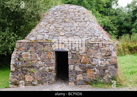 Casa di pietra in un villaggio monastico nella Irish National Heritage Park, nella contea di Wexford Foto Stock