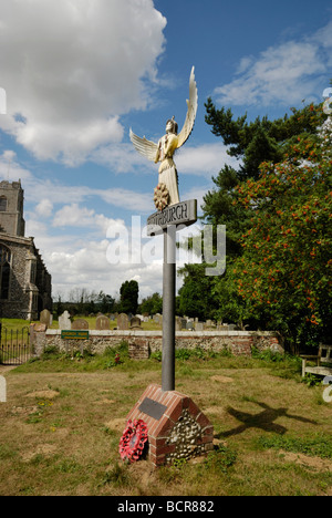 Segno di villaggio, Blythburgh, Suffolk, Inghilterra. Foto Stock