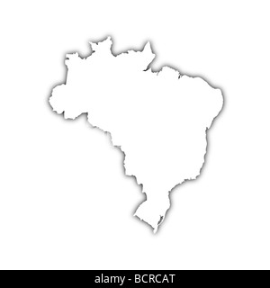 Mappa bianco del Brasile in ombra nera Foto Stock
