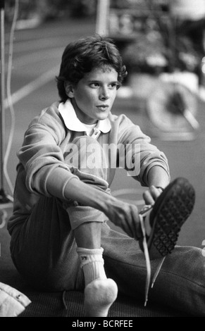 RAF Cosford Athletics 26 1 1985 Zola Budd. Foto di DAVID BAGNALL Foto Stock