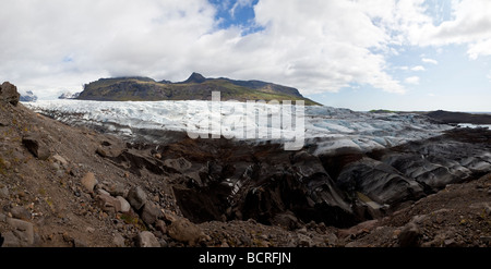 Fotografia panoramica del ghiacciaio Vatnajokull Islanda girato durante l'estate è il più grande ghiacciaio in Europa Foto Stock