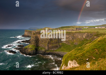 Dunluce Castle, Patrimonio Costa, County Antrim, Irlanda del Nord, Regno Unito Foto Stock