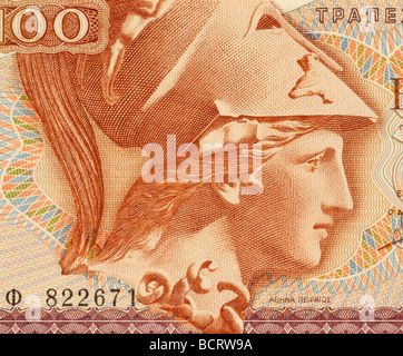 Dea Atena su 100 Drachmai 1978 banconota dalla Grecia Foto Stock