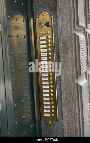 Targa in ottone, ingresso cicalini, bergamo, Italia Foto Stock