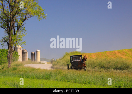 Mennonita buggy sulla strada vicino a Dayton nel Shenandoah Valley Virginia Foto Stock