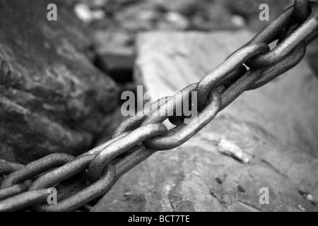 Un vicino la fotografia di rusty maglie di catena Foto Stock