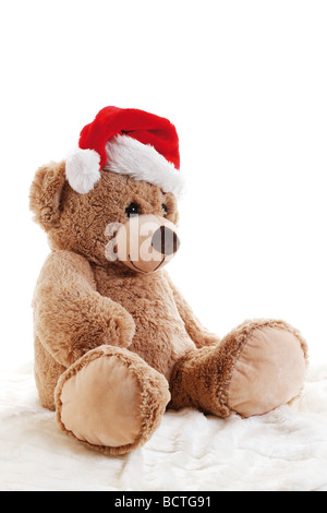 Orsacchiotto di peluche con cappello di Natale Foto Stock