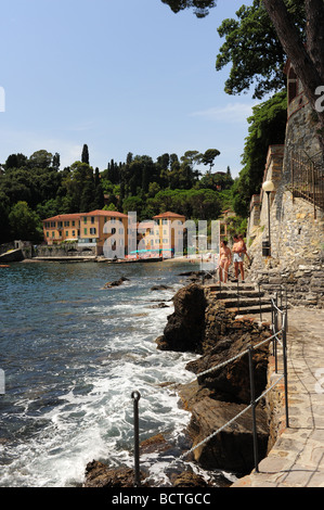 Europa Italia Rapallo mediterraneo Regione Liguria beach Foto Stock