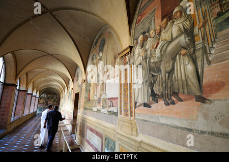 Gli affreschi rinascimentali di Monte Oliveto Maggiore monastero, Toscana, Italia Foto Stock