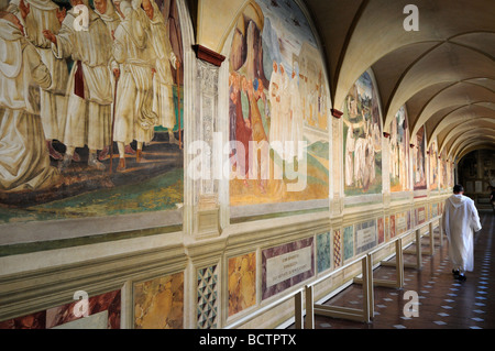 Gli affreschi rinascimentali di Monte Oliveto Maggiore monastero, Toscana, Italia Foto Stock