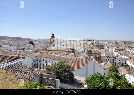 Vista sulla città dal Castello, Antequera, provincia di Malaga, Andalusia, Spagna Foto Stock