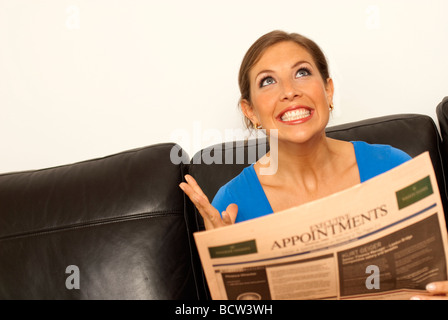 Donna trovando il suo sogno di posti di lavoro Foto Stock