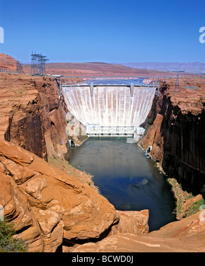 La diga di Hoover, il Lago Mead serbatoio, Colorado, Arizona, Nevada, STATI UNITI D'AMERICA Foto Stock