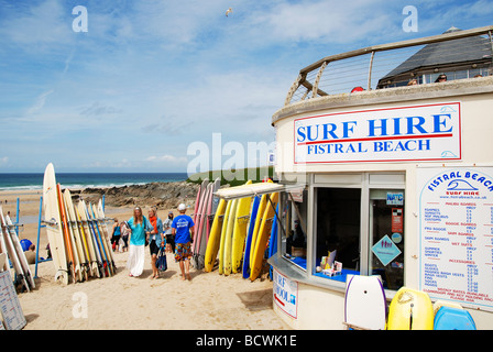 Un noleggio tavole da surf shop a Fistral Beach,,newquay cornwall, Regno Unito Foto Stock