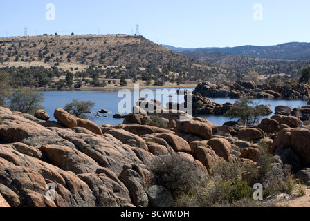 L'altro-mondano paesaggio del lago Watson, Arizona, Stati Uniti d'America Foto Stock