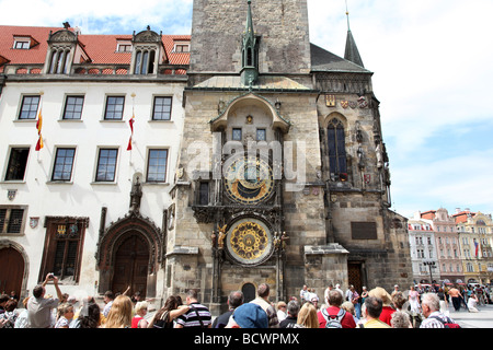 Praga, l'Orologio Astronomico . (Orioj) Repubblica ceca. Foto Stock