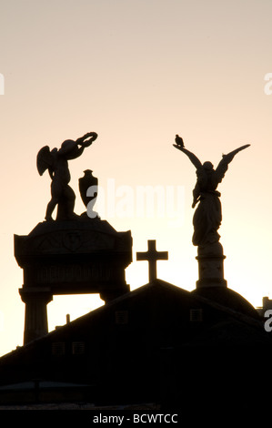 Sunset over La Recoleta Cemetery, Recoleta, Buenos Aires, Argentina Foto Stock