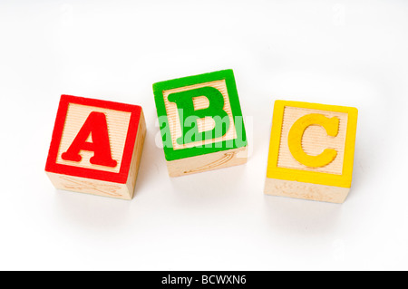 Blocchi Alaphabet su bianco Foto Stock