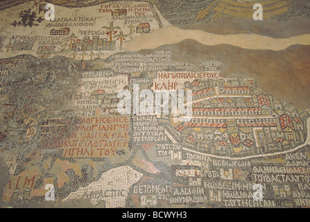 Elk164 1722 Giordania Madaba St George s Chiesa Mappa Mosaico del Medio Oriente 560 ANNUNCIO Foto Stock